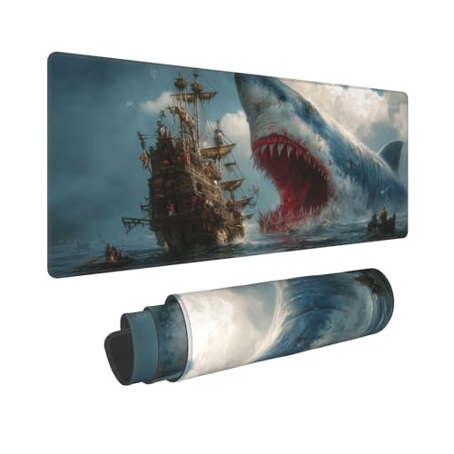 Tapis de souris gamer poisson 80x30 cm avec finitions cousues