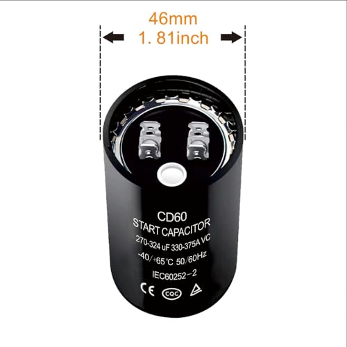 270-324 uf/MFD CD60 Round Start Capacitor ±20% 50/60 Hz 330-375 VAC Round Motor Well Pump Start Capacitor (270-324 uf/MFD, 2)