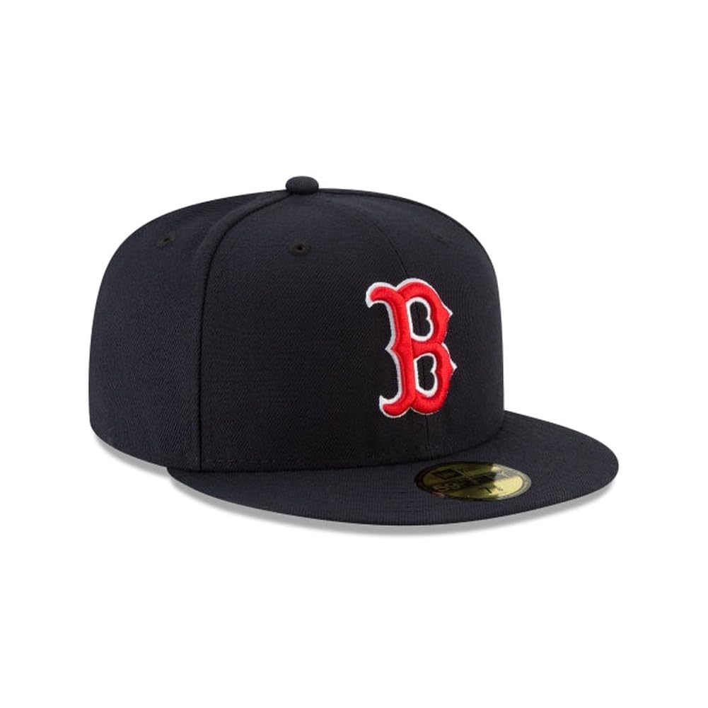 New Era MLB 59FIFTY Boston Red Sox Navy Team Color Logo Authentic Collection Fitted On Field Baseball Cap Hat