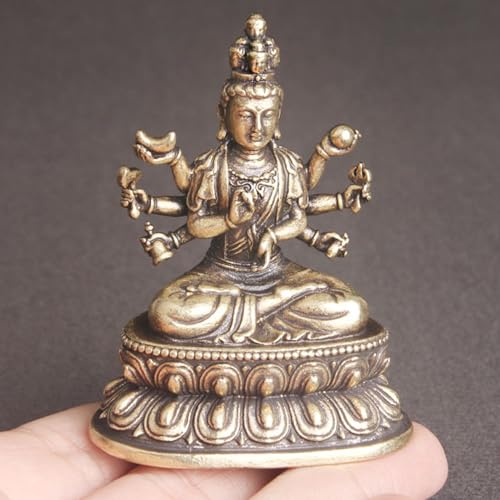 Statue de Bouddha Guanyin en laiton vieilli pour la méditation - 6