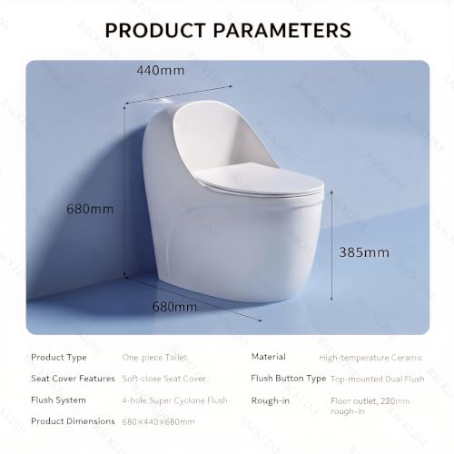 Image of Backline 4D Vaccum Siphonic Commode Toilet | One Piece Water Closet With In-build 5L Tank & Soft Closing Toilet Seat - 9 inch Inch S Trap Outlet Is From Floor (White) (7 Years Color Warranty)