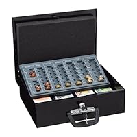 Relaxdays Cash Box, Lockable, Iron, Coin Counting Board & 4