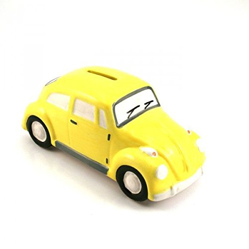 SUN D’KOH - Tirelire Coccinelle jaune en céramique - 21 cm
