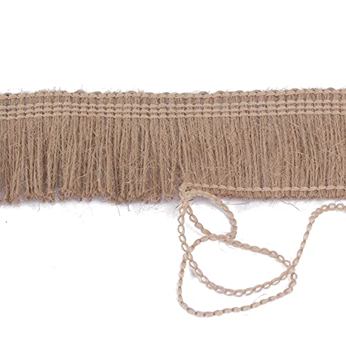 Burlap Fringe Trim Tassel Jute Lace 2 Inch Width 5 Yards Long For Clothes Accessories Latin Wedding Dress And Diy Lamp Shade Decoration (2 Inch) #TOP4