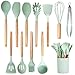 Price comparison product image Kitchen Utensil Set, 12 PCS Kitchen Silicone Cooking Utensils Set Non-Stick Cooking Tools with Wooden Handle Heat Resistant Nonstick Cookware Tongs Spatula Spoon Set