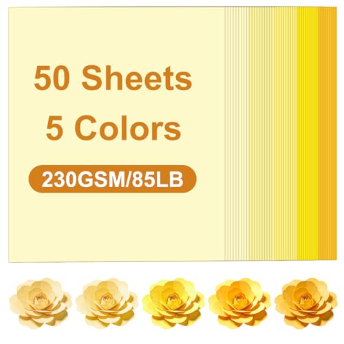 50 Sheets Yellow Cardstock 230GSM /85LB Thick Cardstock Paper Colored Cardstock Printer Paper for Printing Cards Greeting Cards Making DIY Crafts Decorations (8.3 X 11.7)