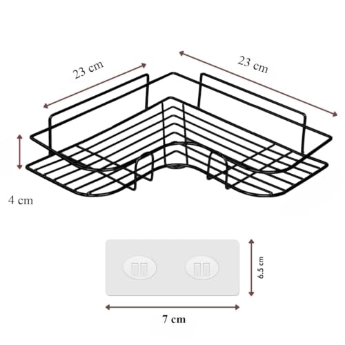 Image of Corner Shelf Storage for Bathroom Kitchen Organizer Rack Stainless Multi-Purpose, No Drill Required, Shampoo Towel and Soap Holder (Bathroom Corner 3 Pic)