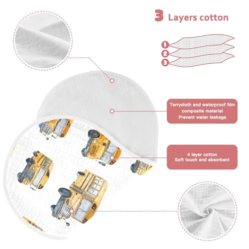 School Bus Print Burp Cloths Baby Boys Girls Absorbent Soft Cotton Burping Cloths Rags, 1 Pack3