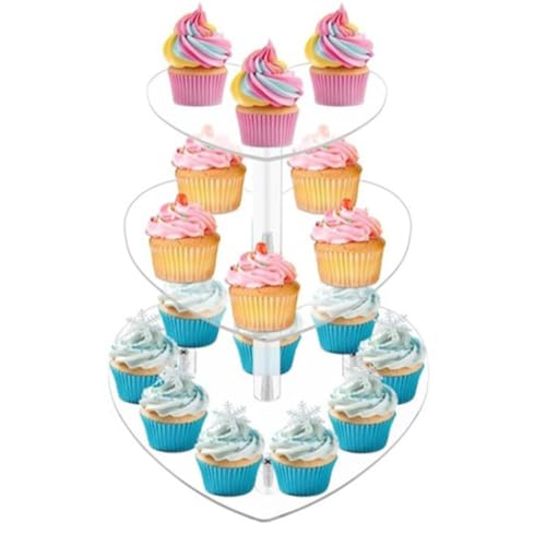 Présentoir à cupcakes en acrylique transparent à 3 étages de cœur - 7