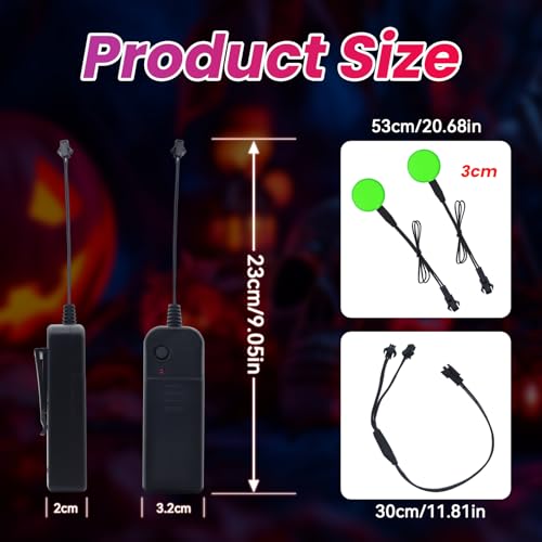 Image of Led Eyes for Mask Skeleton Ghost Black Cat Spider Pumpkin Spooky Tree, EL Panels Light for Cosplay DIY Themed Party Decor (Green, 30mm)