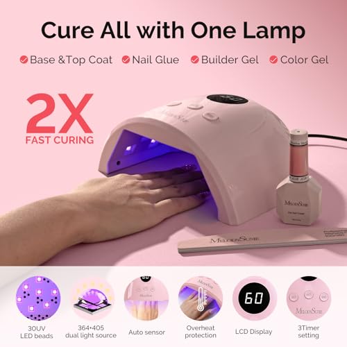 Image of MelodySusie Gel Nail Polish Kit with UV Light P-PLUS30F- Popular Color Gel with Builder and Baser &Glossy Top Coat Soak Off Includes Nail Art Tools Nail Art Gift for Women & Girls