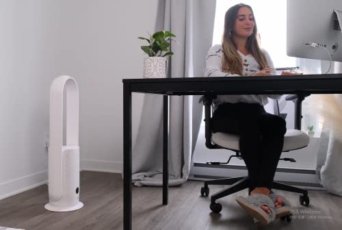 Ultty Bladeless Tower Fan And Air Purifier In One, True Hepa Filter 99.97% Smoke Dust Pollen Dander, Oscillating Tower Fan With Remote Control R22, White #TOP3