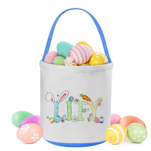 Zmoicky Easter Baskets for Kids, Personalized Easter Basket with Name - Blue Letter Bunny