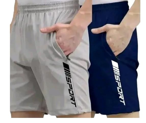 fayrouz Men Boys Comfortable Cotton Boxer Shorts for Fitness Gym Running Sports Use Pack of 2 Grey-Navy S-picture-44