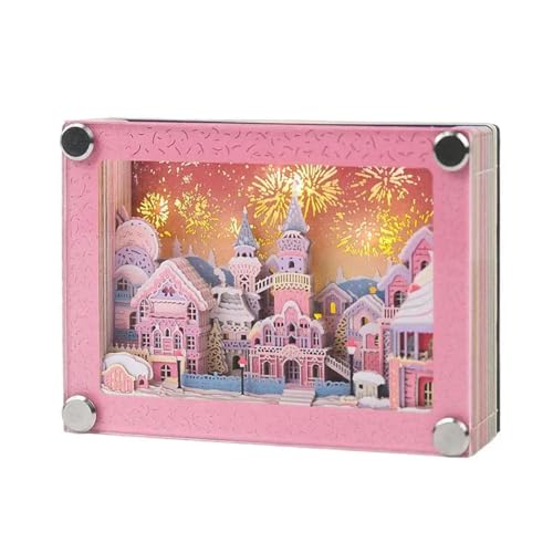Artsy Pads、3Dメモパッド、3Dメモパッドアート、DIY手で引き裂く非粘着メモ、おとぎ話の町の紙彫刻芸術的なパッド、ライト付き3Dメモ帳、学校ホームオフィス用のペーパー彫刻クラフト