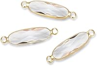 Vista 1 de CCP9-G4 - Conector de piedra natal transparente de abril de grado A de Adabele de 0.827 in, barra rectangular chapada en oro amarillo de 18