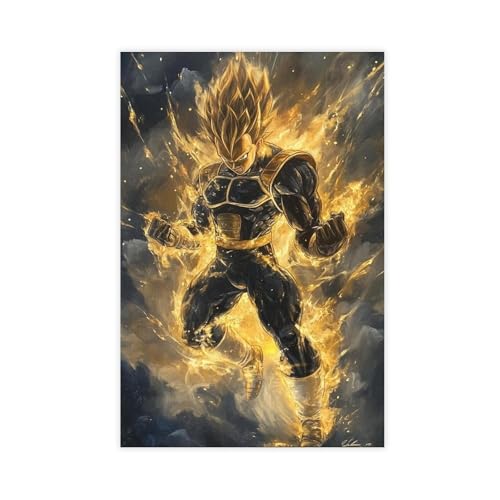 Poster sur toile Saiyan Prince Anime - Décoration murale pour salon, chambre à coucher - 30 x 45...