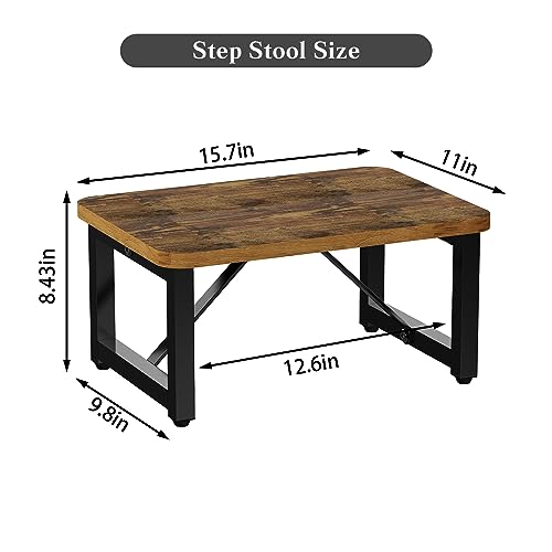 YAKANJ Step Stools for Adults Kids, Small Step Stool, Metal & Wood, Brown by YAKANJ - Image 7