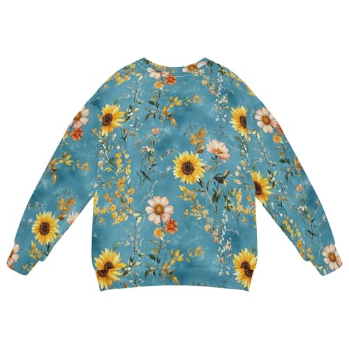 JUNZAN Fall Flowers Sunflower Snapdragon Blue Little Boys Sweatshirt Hoodie Fleece Kids Hoodies Boys Athletic 4T2