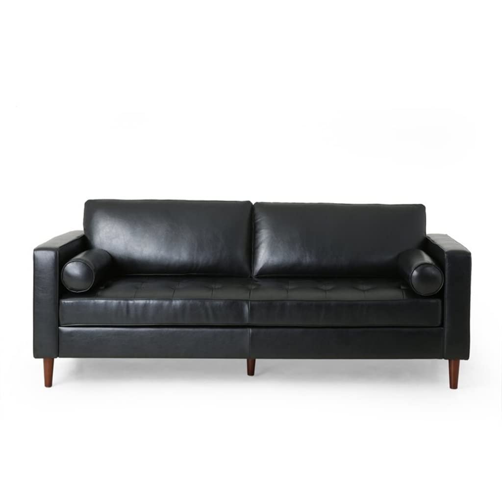 Black Home Furniture Leather Square Arm Sofa Living Room Hotel Leisure Small Apartment D As Shown
