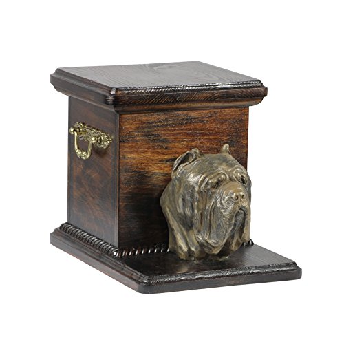 Urne deuil chien Mastino base bouleau pour cendres grand format - 3