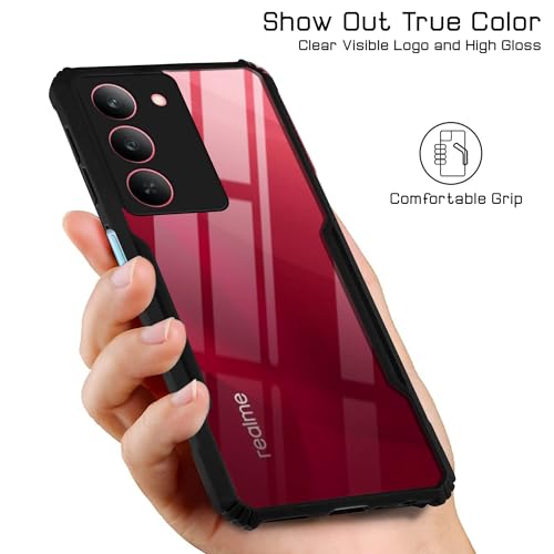 Image of Jkobi Back Cover Case for Realme 14X (Shockproof with Polycarbonate Clear Panel | Professional Black)