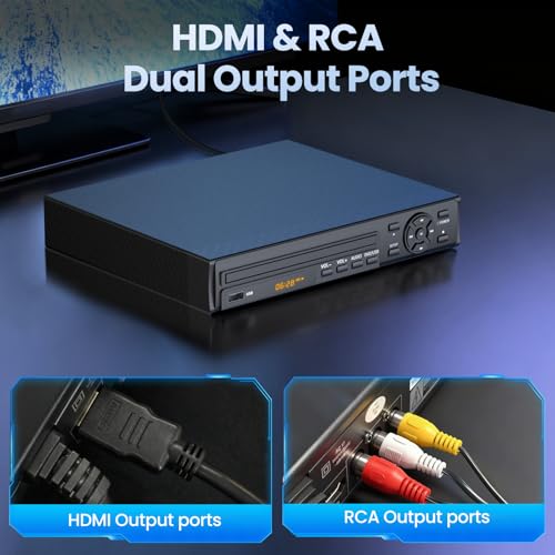 Image of Desobry DVD Player for TV, HDMI 1080P, Region Free | USB Media Playback & Multi-Format Support Insert a USB flash drive and play MP3, WAV, AVI, JPEG, MPEG
