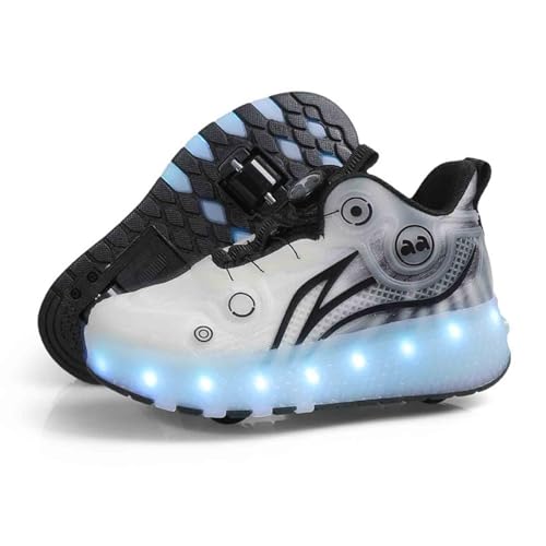 16 LED Light Up Kids Roller Skate Shoes with 2 Detachable Wheels, Sneakers for Boys Girls Birthday Thanksgiving Christmas Day