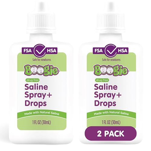 Image of Boogie Baby Saline Nasal Spray and Drops, Allergy Relief, Nasal Spray Decongestant, FSA/HSA Eligible, Made with Natural Saline, 1 Ounce (Pack of 2)