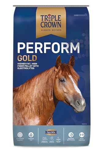 Triple Crown Perform Gold Horse Feed, High-Fat Horse Supplement, Horse Food Ideal for Performance Horses, 50 lbs