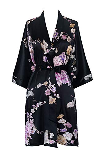 KIM+ONO Satin Short Kimono Robe for Women – Bridal Gift,