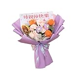 Generic かぎ針編みフラワーブーケ LEDストリングライト付き – 母の日 ギフト ニットカーネーション 人工花 バッグセット (優しさ)