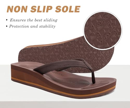 Image of COFACE Flip Flops for Women With Comfortable Arch Support Ladies Fashion Platform Thong Sandals Soft Yoga Mat Sole For Beach /Indoor Outdoor