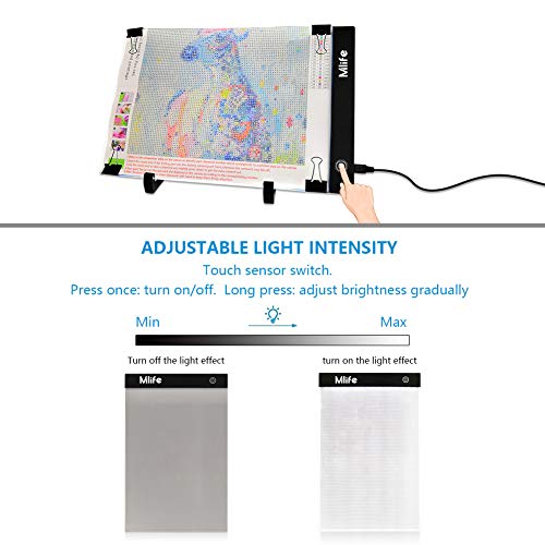 Mlife Diamond Painting A4 LED Light Pad - Dimmable Light Board Kit, Apply to Full Drill & Partial Drill 5D Diamond Painting with Detachable Stand and Clips - Thumbnail 2