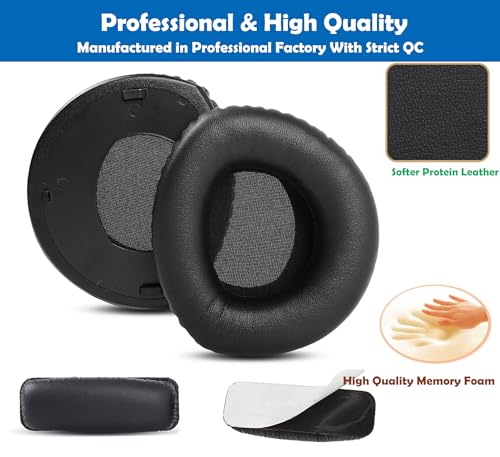 Almohadillas para auriculares profesionales compatibles con Sennheiser HDR160, HDR170, HDR180, RS160, RS170, RS180, con cuero sintético suave y espuma viscoelástica miniatura 3