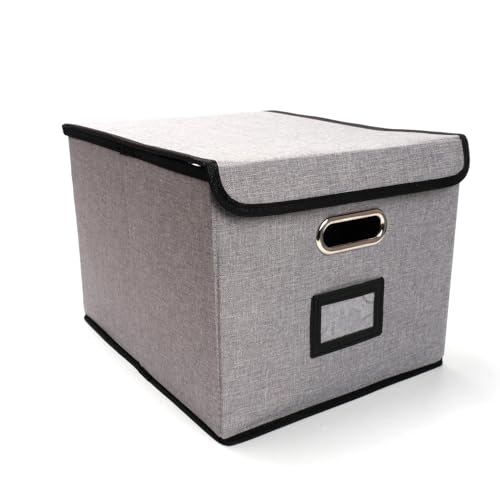 MIZAZBOX Caixa de armazenamento de arquivos, caixa de documentos à prova de poeira com 5 pastas susp