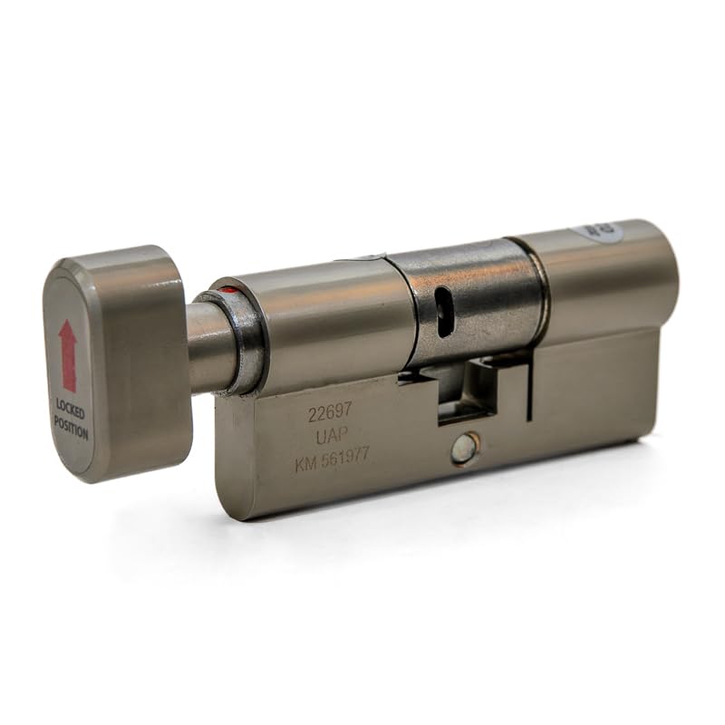 UAP Kinetica+ K4 3* Kitemarked Key & Turn Euro Cylinder Door Lock - Unparalleled Home Security & Safety System - with Bio Key, 6-Pin, Anti-Bump, Anti-Drill Features (110mm 50-10-50T (55/55T) (Nikel) — image 1