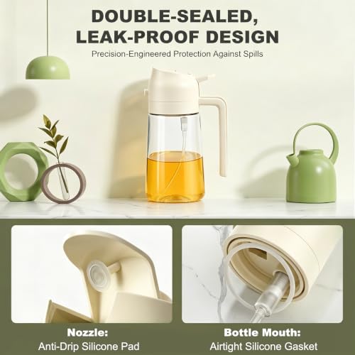Pure Future 2-in-1 Olive Oil Sprayer for Cooking, Dispenser Bottle (White) - image 8