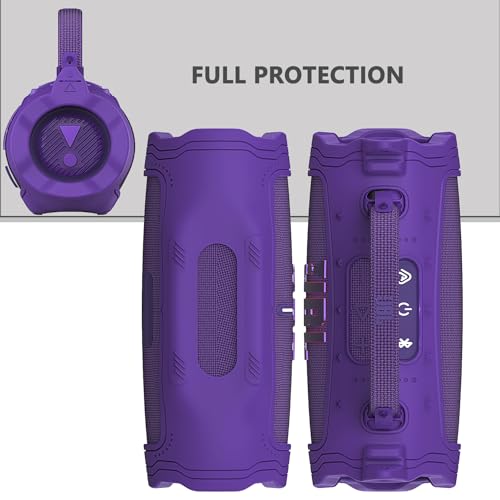 Image of Silicone Cover Case for JBL Charge 6 Portable Bluetooth Speaker Accessories, Charge 6 Speaker Protective Case with Shoulder Strap (Purple Cover)