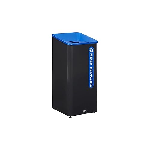 Rubbermaid Commercial Products Sustain - Cubo de basura mixto de reciclaje, 23 galones, color azul, para interiores y exteriores, con tapa anidada,