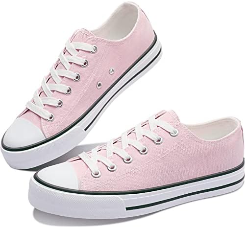 Obtaom Women’s Canvas Shoes Low Top Fashion Sneakers Slip on Walking Shoe(Pink US 5)