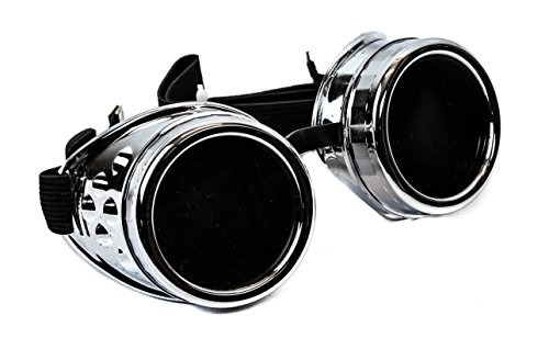 Silver Goggles Sunglasses Cosplay Aviator Steampunk Gothic Burning Man