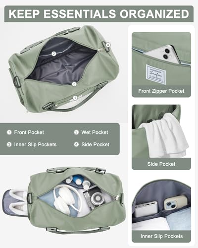 Image of Gym Bags Womens Mens with Shoes Compartment and Wet Pocket Travel Duffel Bags for Women for Plane Sport Gym Tote Bags with Toiletry Bags Waterproof Weekend Overnight Carry on Bag Hospital Holdalls