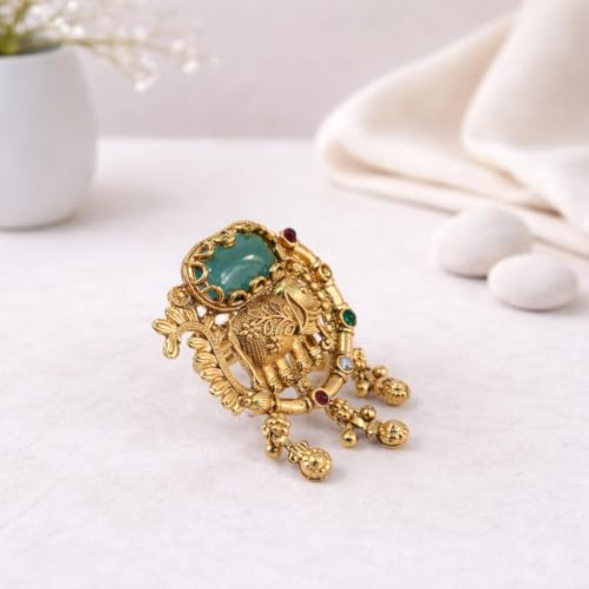 Premium Elephant Design Gold Plated Adjustable Ring