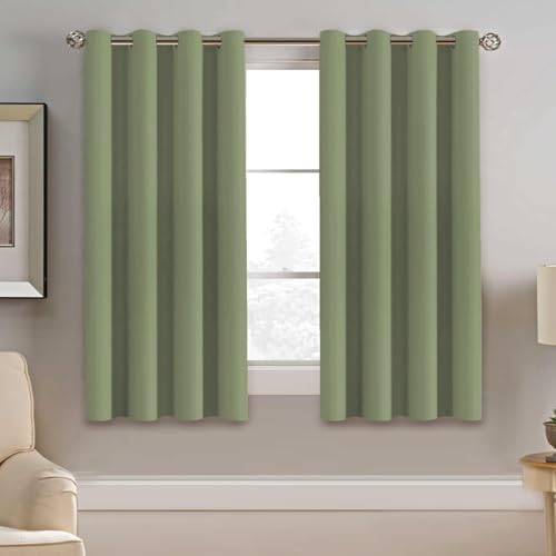 Image of H.VERSAILTEX Blackout Curtains - Grommet Thermal Insulated Room Darkening Curtains for Bedroom and Living Room Energy Saving Solid Blackout Curtains, 1 Panel (52 x 54 Inch, Sage)
