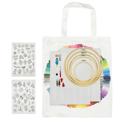 Kit broderie adultes débutants complet à offrir, coffret cadeau DIY 156 pièces avec sac