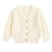Simplee kids Baby Sweater Cable Knit Toddler Cardigan Long Sleeve Fall Winter V-Neck Open Front for 6M-4T Creamy-White