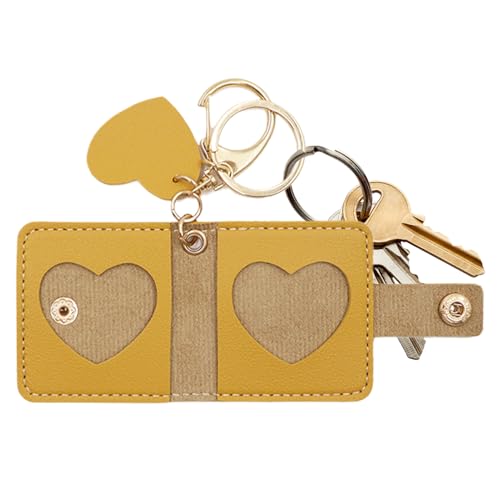 Manolyee Llavero Portafotos | Portarretratos En Cuero Sintético Llavero | Bolsita Colgante Fácil De Abrir Para Regalo De Mujer