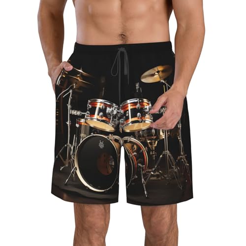 Men's Swim Trunks Quick Dry Board Shorts Mens Bathing Suit Swimsuits Drum Set Beach Shorts with Pockets