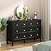 CARPETNAL Black Dresser for Bedroom, 6 Drawer Dresser with Wide Drawer and Metal Handles, Wood Dressers & Chests of Drawers for Hallway, Entryway.